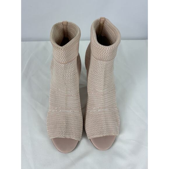 Avec Les Filles Mariah Sock Booties Pink 10 M Peep Toe Knit - Picture 2 of 12